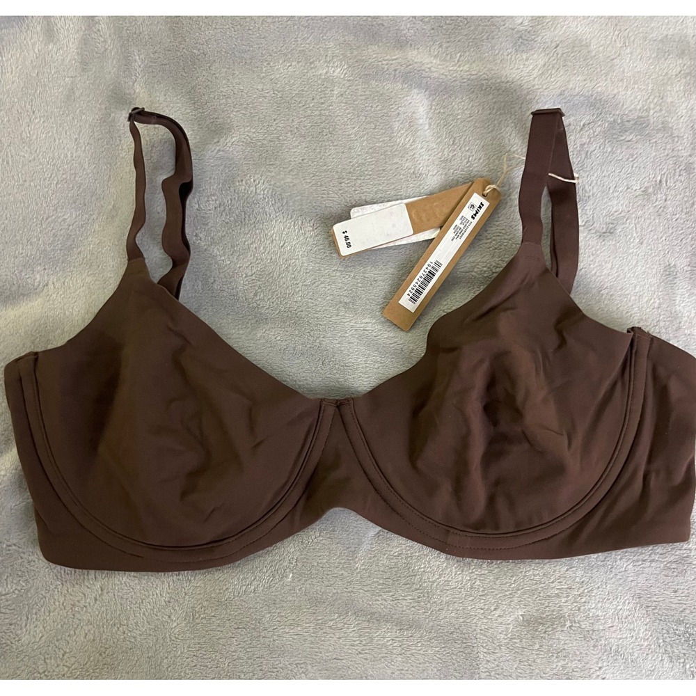 SKIMS 36DD Fits Everybody Unlined Demi Bra Cocoa Brown BR-UWR-2293 NWT